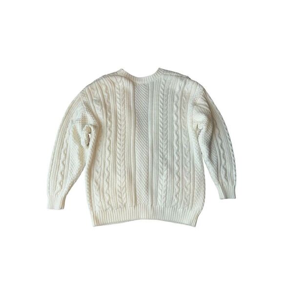 Vintage Carriage Court Sport White Chunky Oversized Cable Knit V-neck Cardigan - Picture 5 of 10